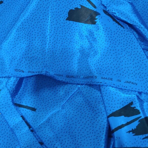 Vintage 80s Abstract Brushstroke Fabric 2.5 Yards Deadstock Made in Japan Poly - Picture 3 of 5